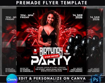 Red Party Flyer Template | Club & Nightclub Flyer | Stripper Party Invitation | Adult Event Flyer | Birthday Party Digital Download