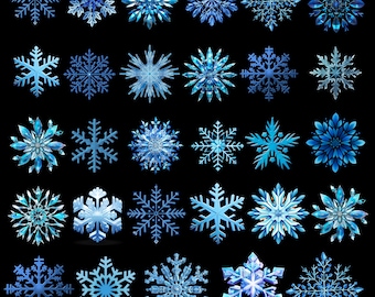 100 Snowflake PNG Bundle | Winter Clipart | Christmas Snow Flakes PNG | Sublimation Files | Snowflake PNG Download for Cricut & Crafts