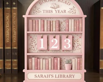 Personalized Books Read This Year Counter, Wooden Book Tracker Sign For Library, Custom Wooden Bookshelf Decor, Book Lovers Gift
