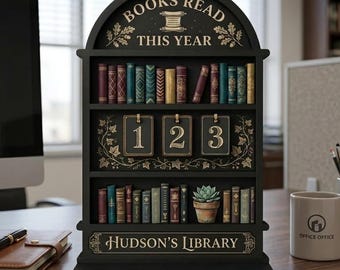 Personalized Books Read This Year Counter, Wooden Book Tracker Sign For Library, Custom Wooden Bookshelf Decor, Book Lovers Gift RD01