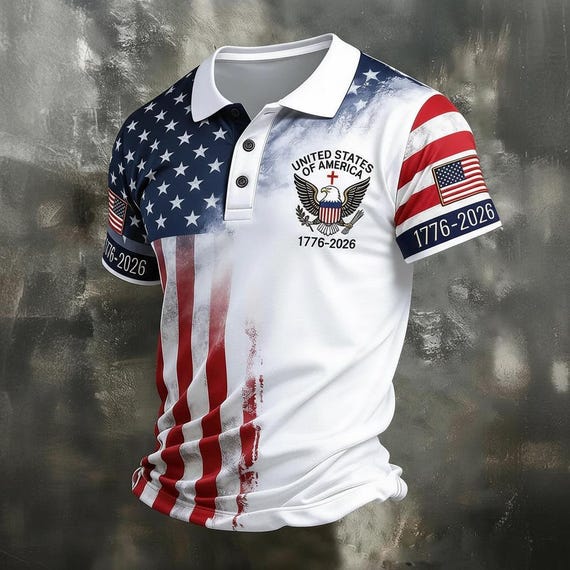 250TH Years Flag Polo Shirt, USA 1776-2026 Patriotic Eagle Polo, American Flag Polo Shirt, United States Anniversary Shirt, Patriotic Golf