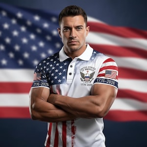 250TH Years Flag Polo Shirt, USA 1776-2026 Patriotic Eagle Polo, American Flag Polo, United States Anniversary Shirt, Patriotic Golf 画像 4