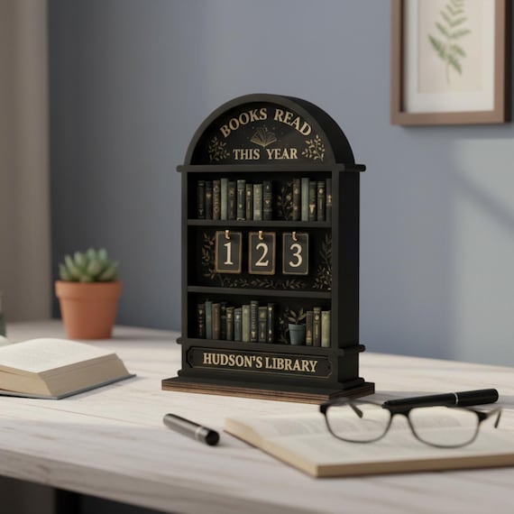 Personalized Books Read This Year Counter, Wooden Book Tracker Sign For Library, Custom Wooden Bookshelf Decor, Book Lovers Gift