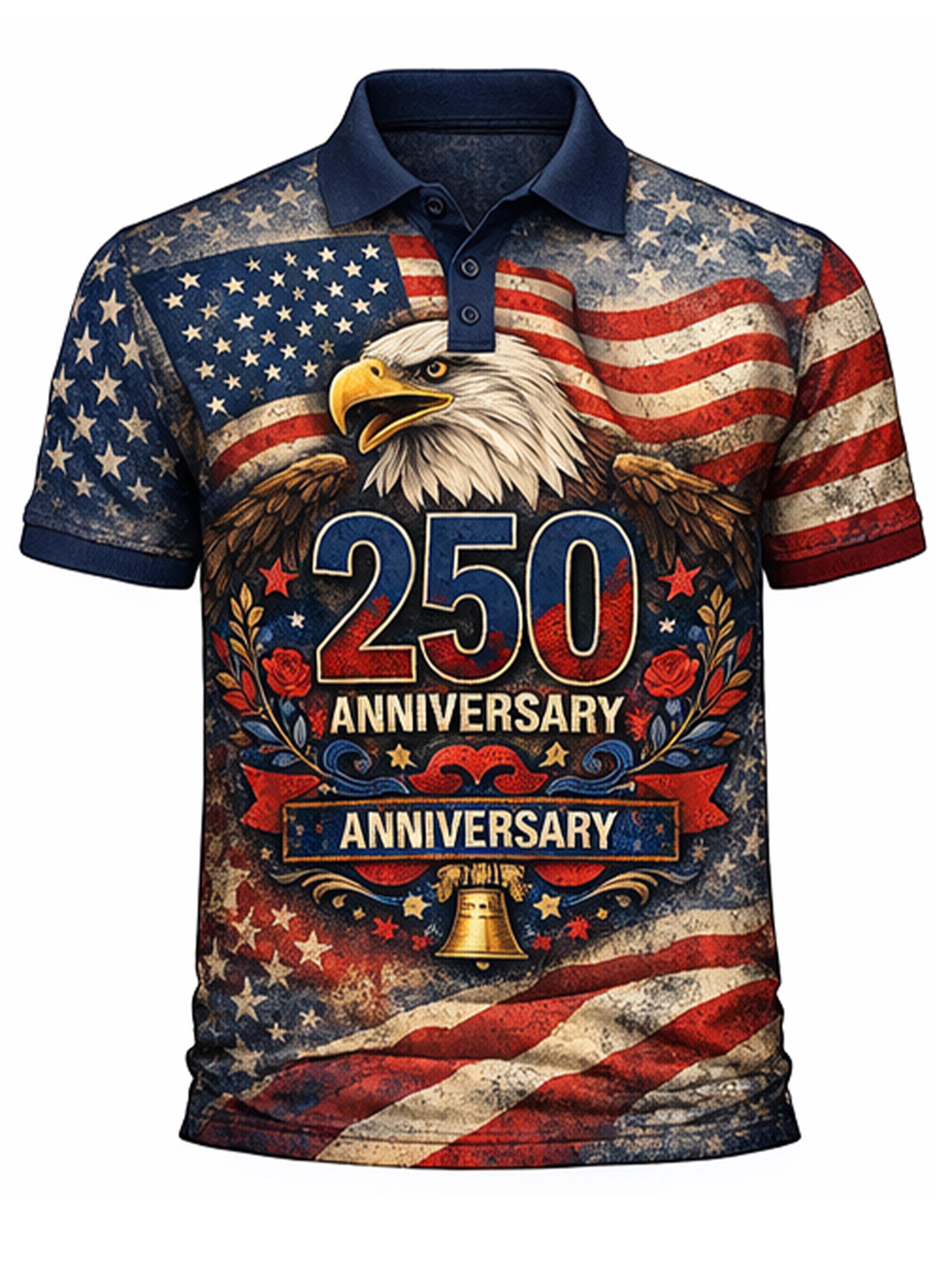Discover 250 Anniversary Polo Shirt, Patriotic Eagle Polo 1776 2026 Freedom Polo Vintage American Polo Independence Day Polo Patriotic Golf Shirt