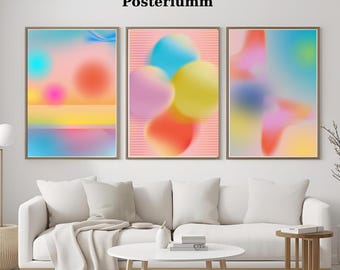 Pastel Gradient Art Prints | Set of 3 Modern Wall Decor (Digital Download)