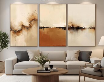 Brown Abstract Art Prints Minimalist Set of 3 (Digital Download)