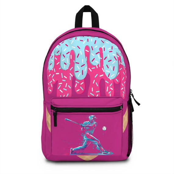 Mochila colorida de béisbol y dona, bolsa de béisbol, mochila para
