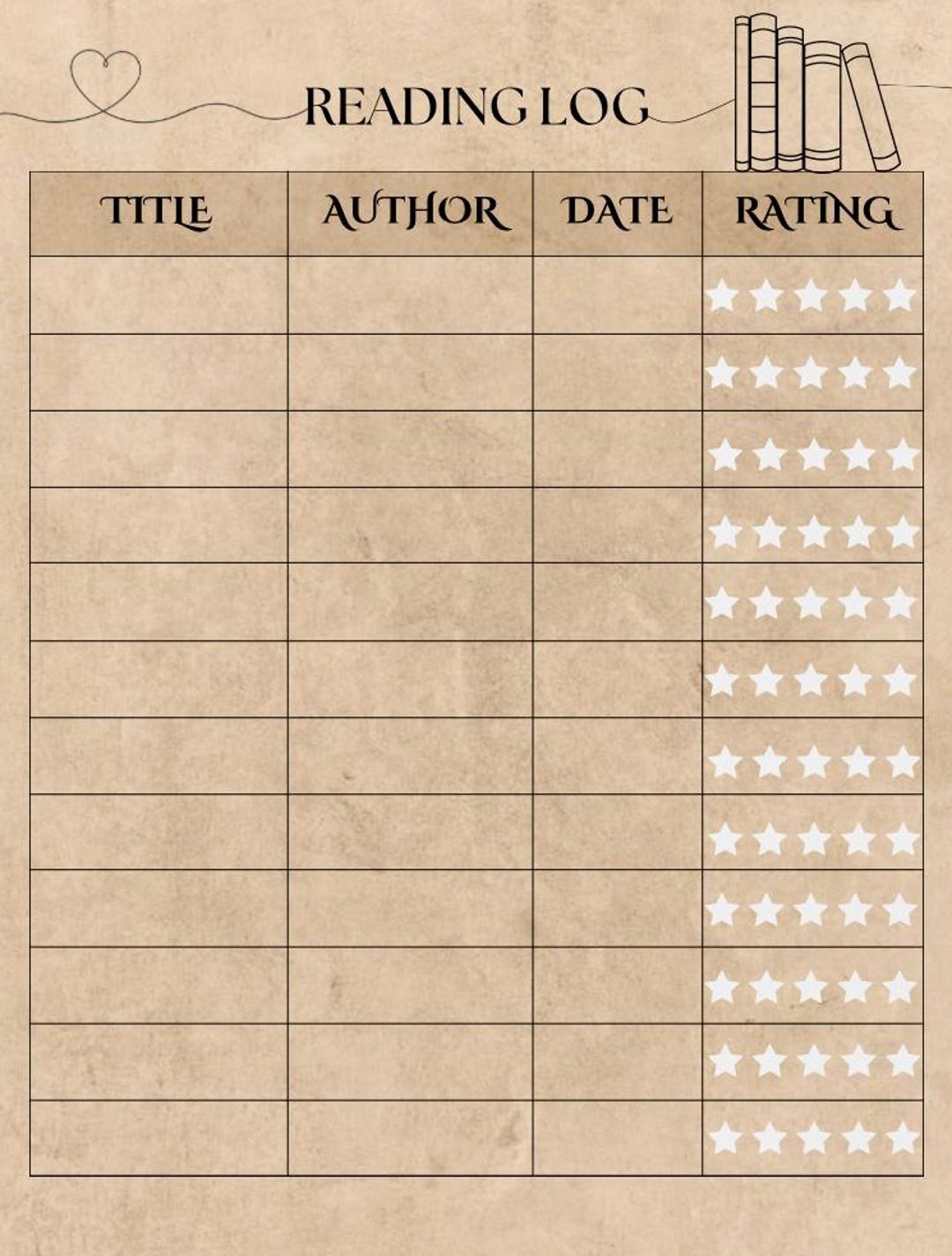 Read & Rate – Book Review Table Template - Etsy