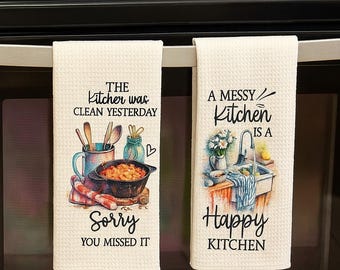 Custom Tea Towel, Kitchen Towel, Kitchen Decor, Housewarming Gift, Wedding Gift, Closing Gift, Funny & Cute Kitchen Towels - Multiple Styles