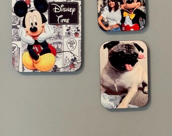 カスタムフォトマグネット3個セット、冷蔵庫用デカール、冷蔵庫用マグネット、パーソナライズ冷蔵庫マグネット、写真マグネット、日付保存、お母さんへのギフト