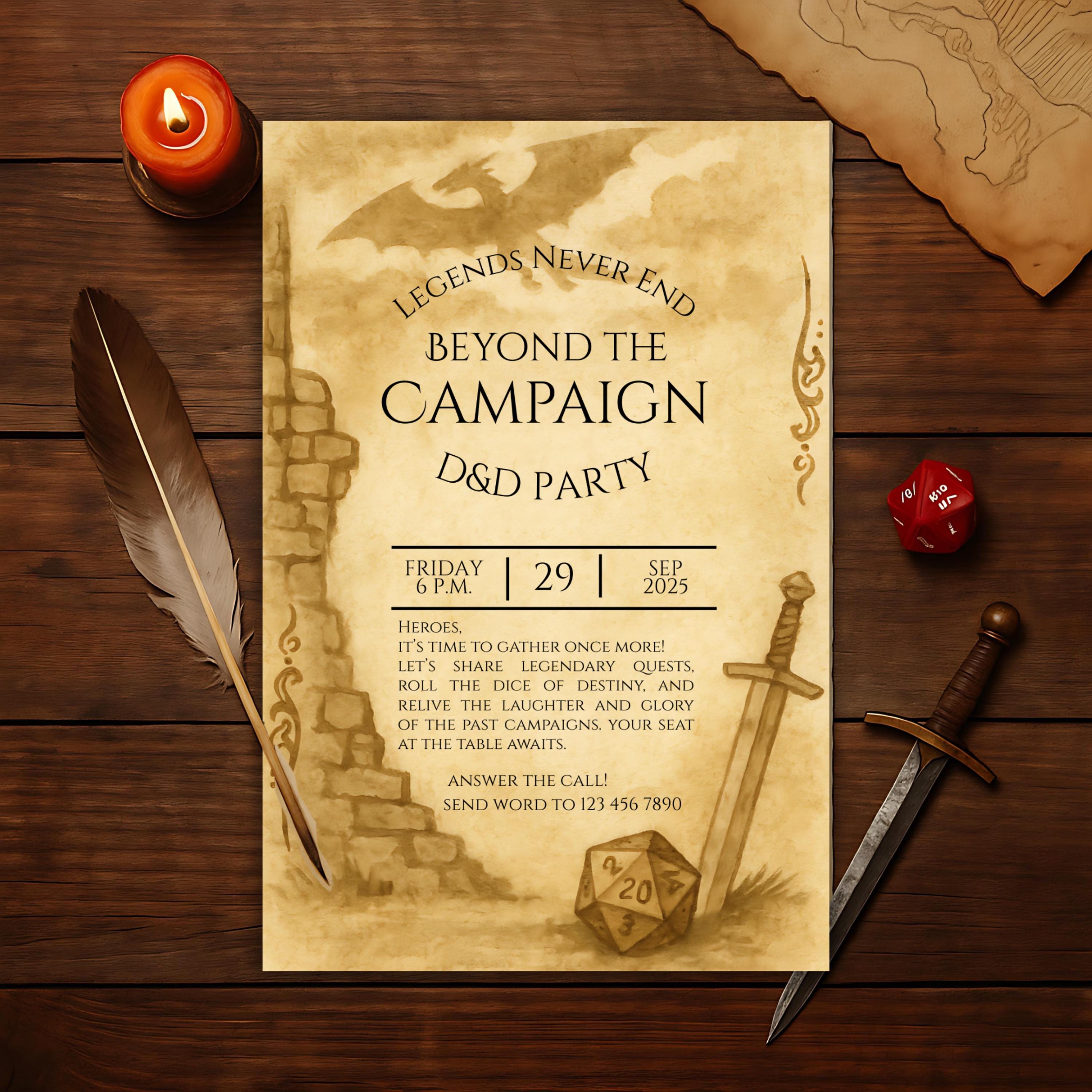 DND Birthday Party Invitation Editable Digital Template, Dungeons and ...