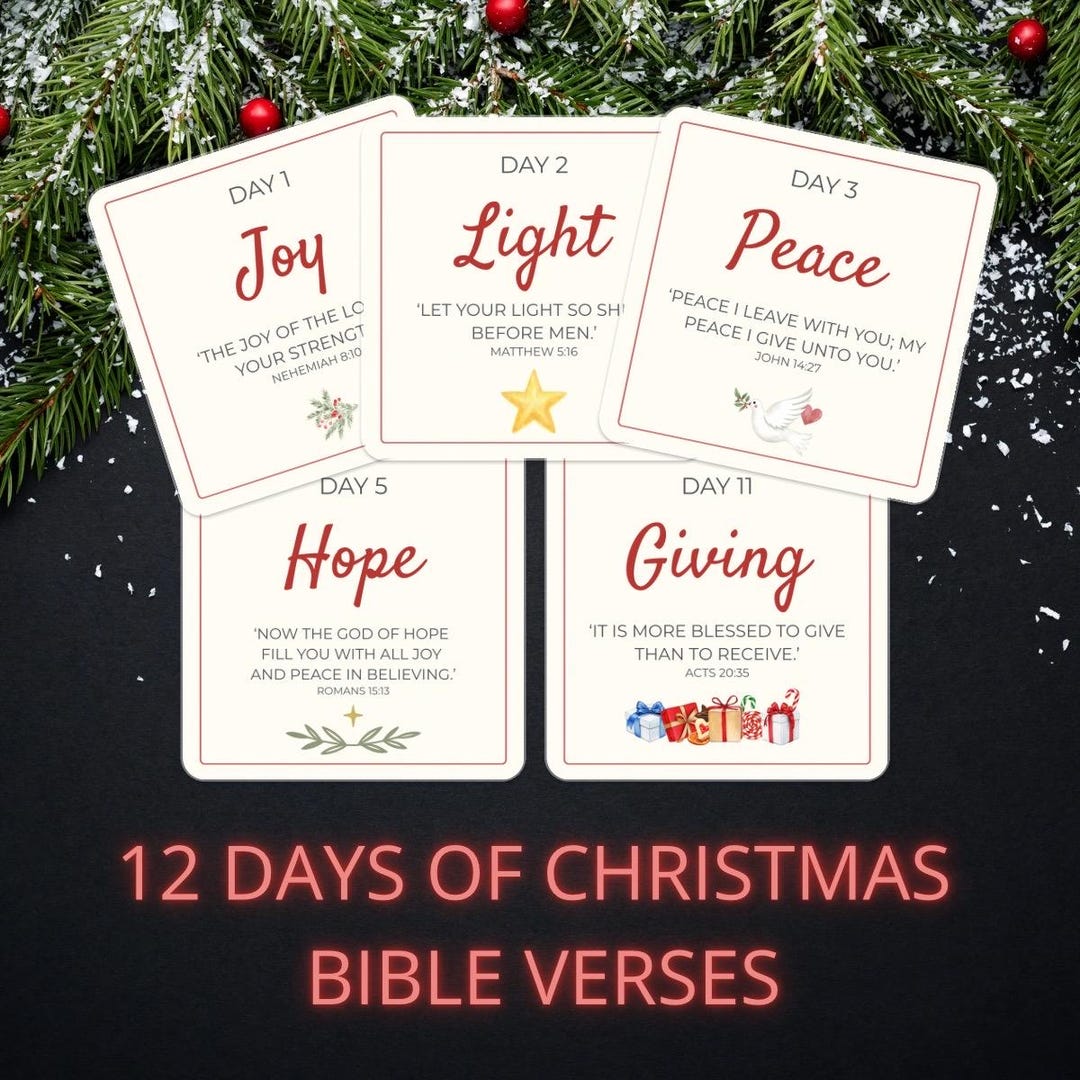 12 Days of Christmas Bible Verse Cards – Christian Advent (digital ...