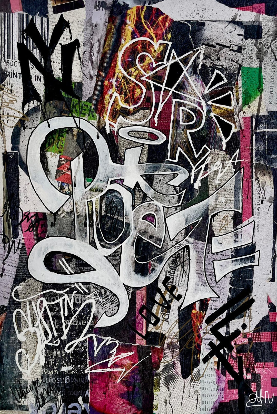Original Painting, Graffiti Collage Street Art Poster, Wall Art Decor ...