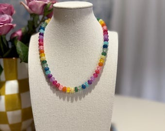 Custom Colorful Beaded Necklace Glass & Gemstone Strand