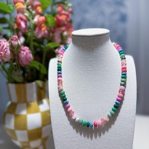 Collar de cuentas de colores: cuentas de vidrio y piedras preciosas - Collar de caramelos de piedra de tendencia