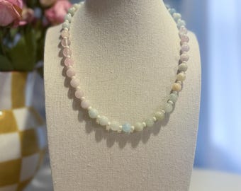 Multicolor Beaded Necklace, Quartz Beads, Glass Beads