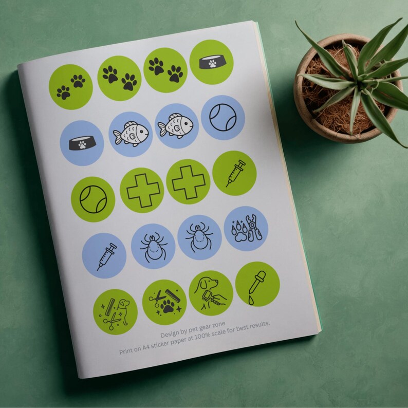 Pet Care Planner Stickers Printable | Functional Dog Tracker Stickers | Cat Health & Wellness Journal Kit | Puppy Bullet Dots | A4 PDF image 6