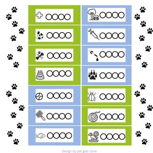 Pet Care Planner Stickers Printable | Functional Dog Tracker Stickers | Cat Health & Wellness Journal Kit | Puppy Bullet Dots | A4 PDF image 4