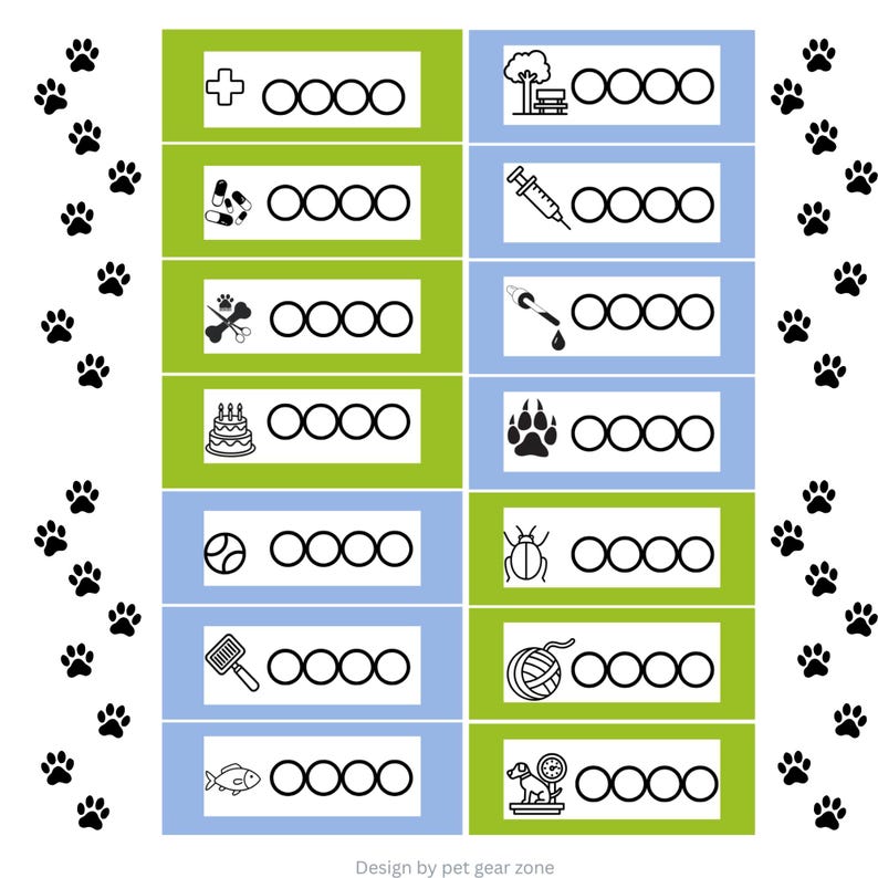 Pet Care Planner Stickers Printable | Functional Dog Tracker Stickers | Cat Health & Wellness Journal Kit | Puppy Bullet Dots | A4 PDF image 4