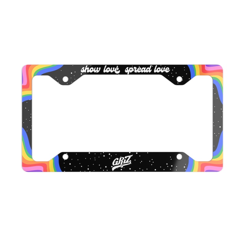 Marco de matrícula GRiZ, decoración para coche EDM, accesorio para coche rave imagen 1