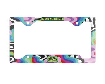 LSDREAM "Peace Love & Wubz" Drip Metal License Plate Frame