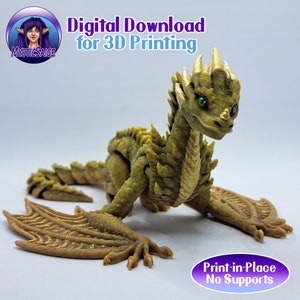 Fyros Wyvern 3D Model, STL file for 3d Printing, No Supports, Print-in-Place, Articulated Dragon