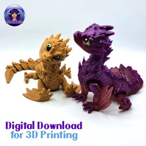 Baby Fyros Wyvern 3D Model, STL file for 3d Printing, No Supports, Print-in-Place, Articulated Dragon