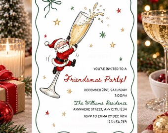 Christmas Cocktail Party Invitation, Christmas Dinner Invite, Editable Adult Christmas Party Template