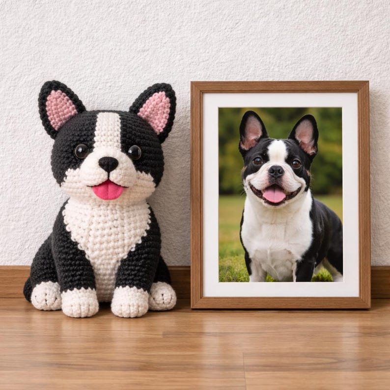 Gepersonaliseerde gehaakte hond kat uit foto aangepast portret huisdier pluche knuffeldier aandenken cadeau afbeelding 8