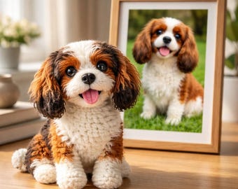 Gepersonaliseerde gehaakt huisdierportret van foto op maat handgemaakt knuffeldier cadeau