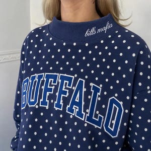 Custom Embroidered Team Name Polka Dot Mockneck, Stand-Up Collar Sweatshirt