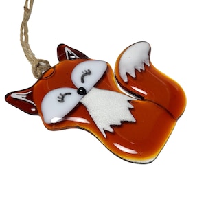 Handmade Red Fox Suncatcher, Glass Ornament Gift, Tennessee Wildlife, Fused Glass Art, Home Decor, Ms Foxy, Fathers Day