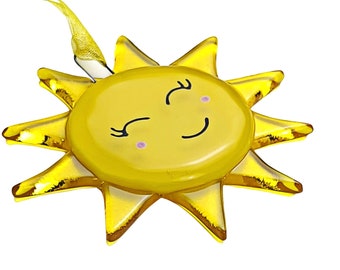 Smiling Bright Fused Glass Sun, Smiling Sun, Get Well Gifts, Inspire, Brighten Your Day, Hanging Sunshine, Window Decor, Bright Sunshine