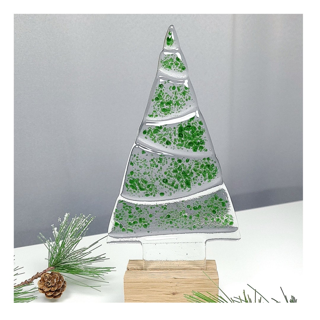 Festival of Trees Tall Clear Glass Christmas Trees Decorated in