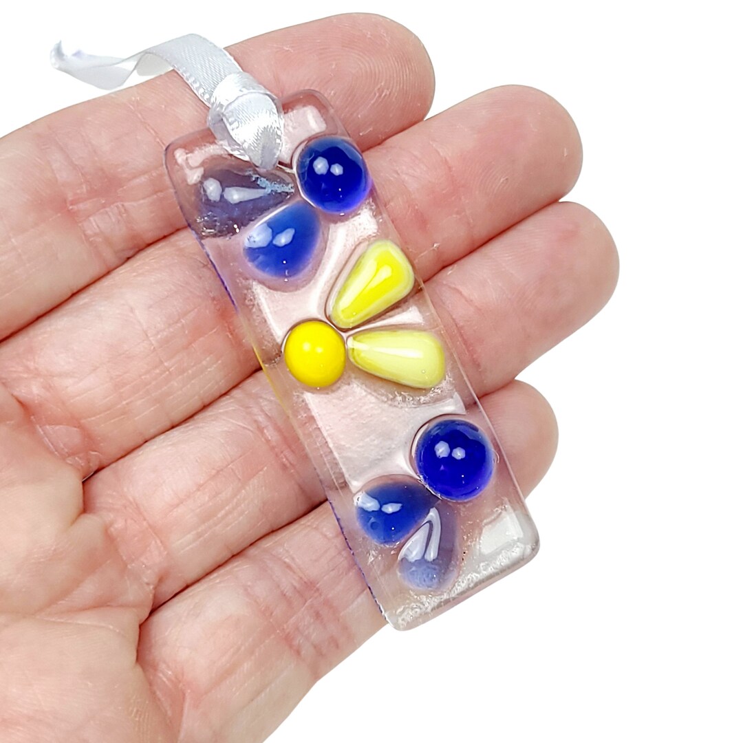 Blue Yellow Glass Suncatcher Gift for Friend Fused Glass Etsy