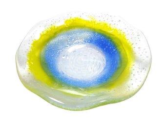 Fused Glass Fluted Bowl, Multi-colored Dish, Snacks, Salad, Food Safe Dish