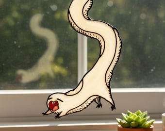 Wit.ch Hat Ate.lier Brush.buddy Resin Suncatcher, Faux Stained Glass Window Hanging, Anime Fan Gift, Manga Art Decor
