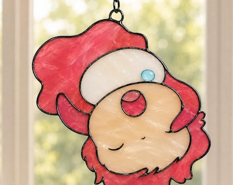 Ponyo Studio Ghibli Sleeping Suncatcher, Faux Stained Glass Window Art, Anime Fan Gift, Nursery Decor Resin Hanging