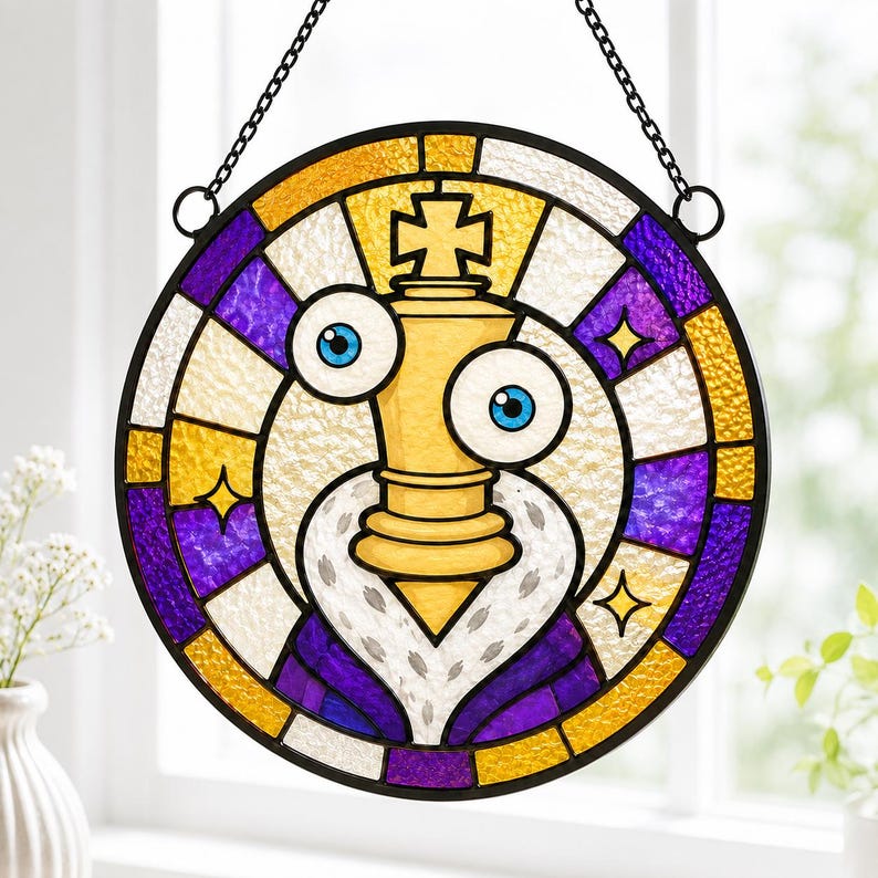 Jax the Amazing Digital Circus Suncatcher, Faux Stained Glass Window ...