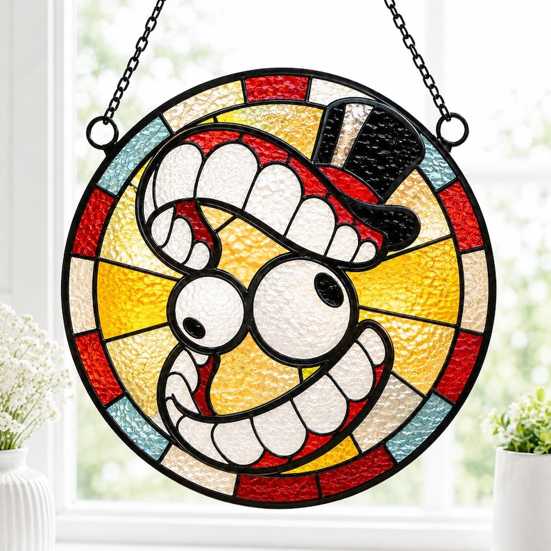 Jax the Amazing Digital Circus Suncatcher, Faux Stained Glass Window ...