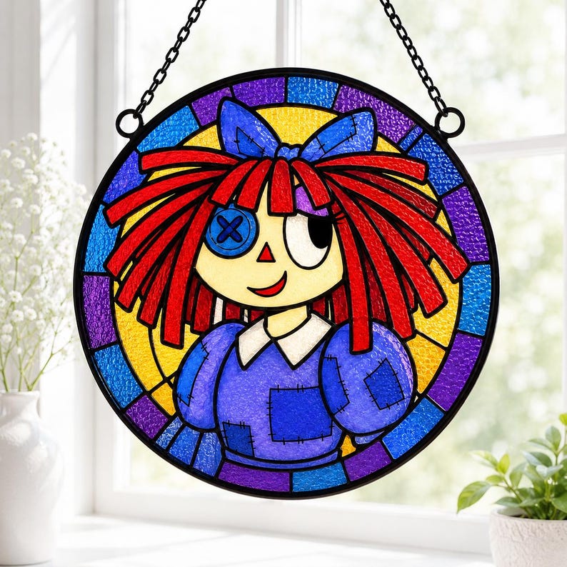 Jax the Amazing Digital Circus Suncatcher, Faux Stained Glass Window ...