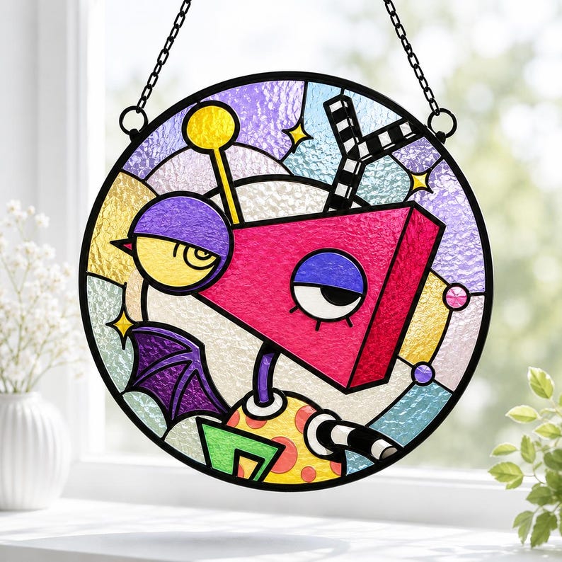 Jax the Amazing Digital Circus Suncatcher, Faux Stained Glass Window ...