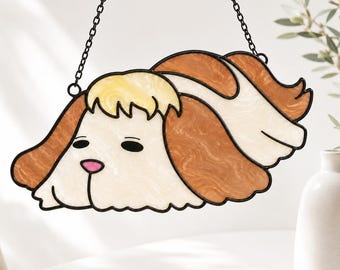 Heen Dog Howl Moving Castle Suncatcher, Faux Stained Glass Window Hanging, Anime Studio Ghibli Fan Gift Decor