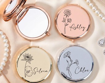 Engraved Bridesmaids Gifts Pocket Makeup Mirror, Elegant Bridal Shower Gift, Personalized Compact Mirror, Bridesmaid Thank You Gift