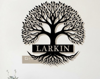 Personalized Tree Of Life Sign, Family Name Wall Decor, Housewarming Gift, Front Porch Entryway Sign, Rustic Farmhouse Accent
