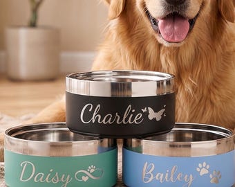 Personalized Pet Bowl with Name, Stainless Steel Dog Bowl, Engraved Cat Bowl, Custom Puppy Feeder, Dog Mom Gift, Pet Lover Gift