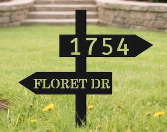 Personalized Metal Yard Address Sign, Custom House Number Lawn Decor, Outdoor Garden Marker, Street Name Stake, Housewarming Gift