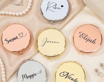 Valentines Day Gift Personalized Compact Mirror | Engraved Pocket Makeup Mirror | Custom Name Mirror for Girlfriend Wife