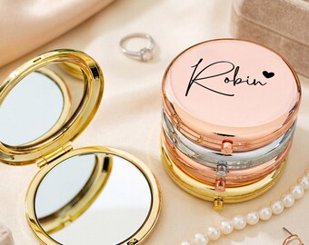 Personalized Compact Mirror, Bridesmaid Gifts, Engraved Pocket Mirror for Her, Custom Wedding Favors, Bridesmaid Thank You Gifts