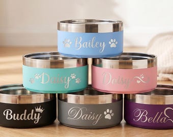 Personalized Dog Bowl, Custom Pet Bowl with Name, Stainless Steel Cat Bowl, Engraved Dog Food Bowl, Custom Puppy Bowl, Pet Gift